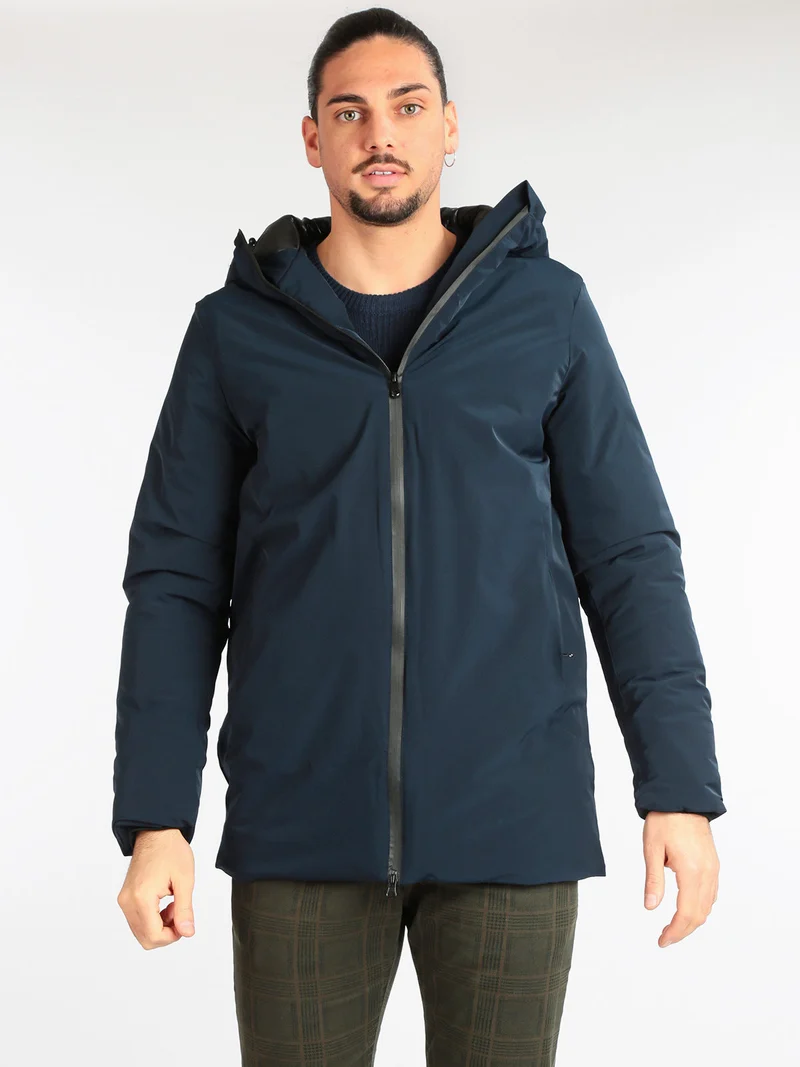 Giaccone uomo con cappuccio - blu scuro