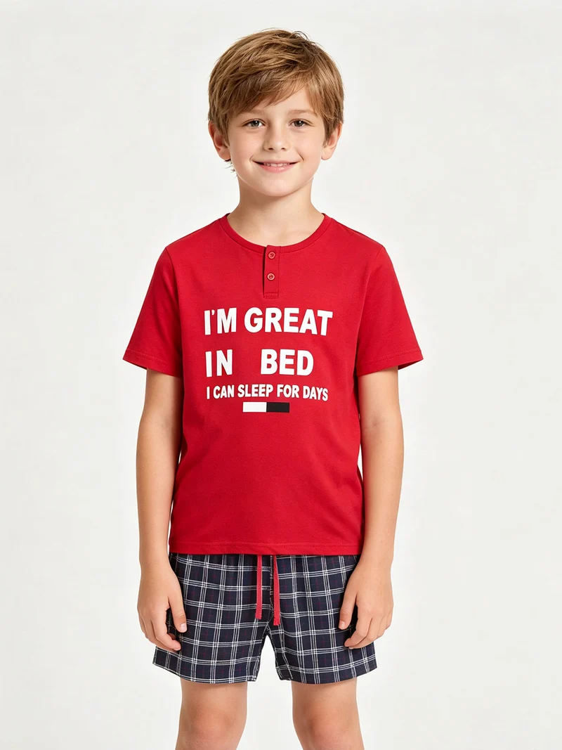 Pigiama corto bambino in cotone - rosso