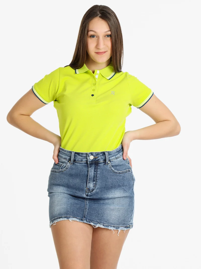 Polo donna in cotone manica corta - mela