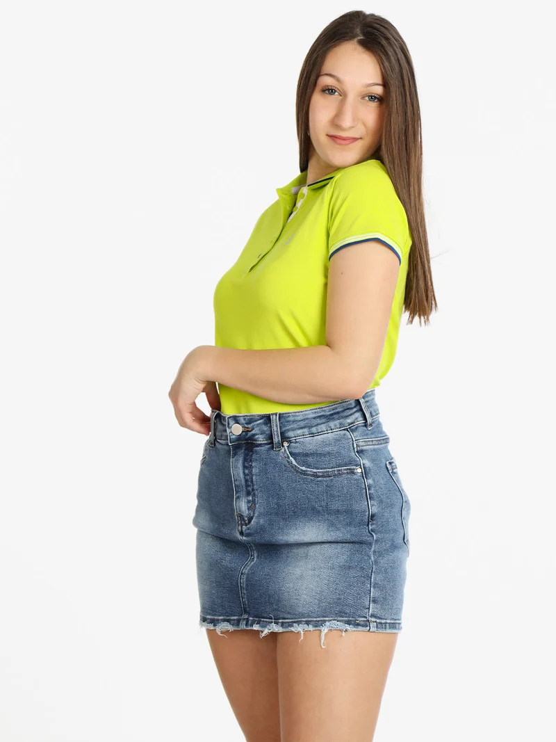 Polo donna in cotone manica corta - mela