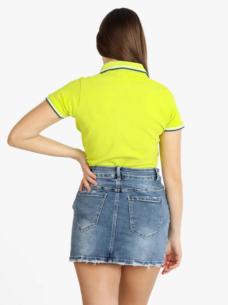 Polo donna in cotone manica corta - mela