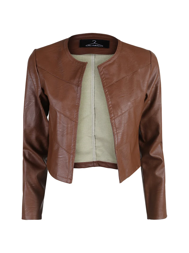 Blazer donna aperto in ecopelle - marrone