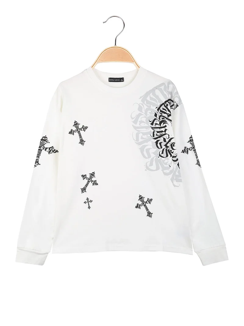 Felpa girocollo da bambino in cotone con stampe - bianco