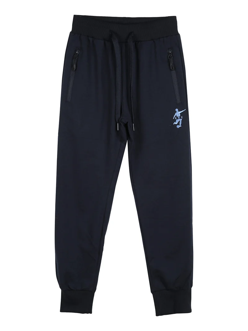 Pantaloni tuta da bambino con coulisse e polsini - blu scuro