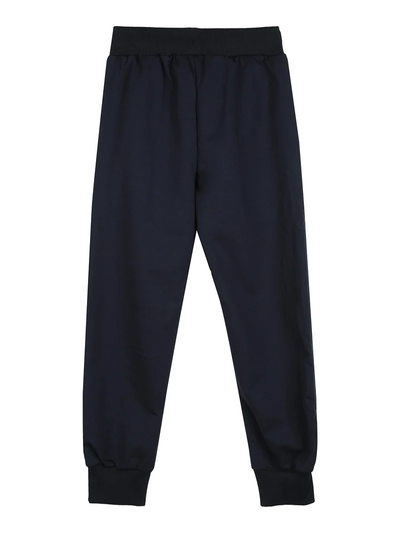 Pantaloni tuta da bambino con coulisse e polsini - blu scuro