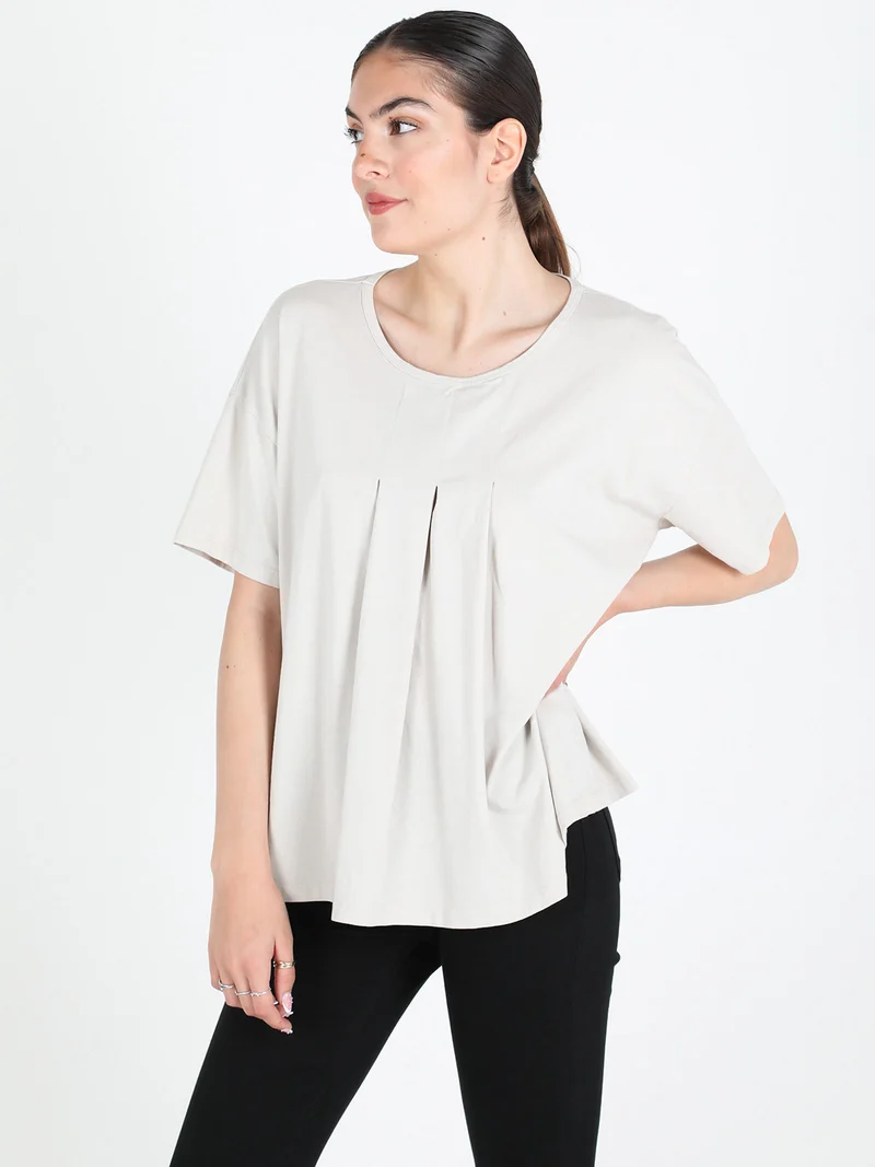 Maxi t-shirt donna oversize in cotone - beige
