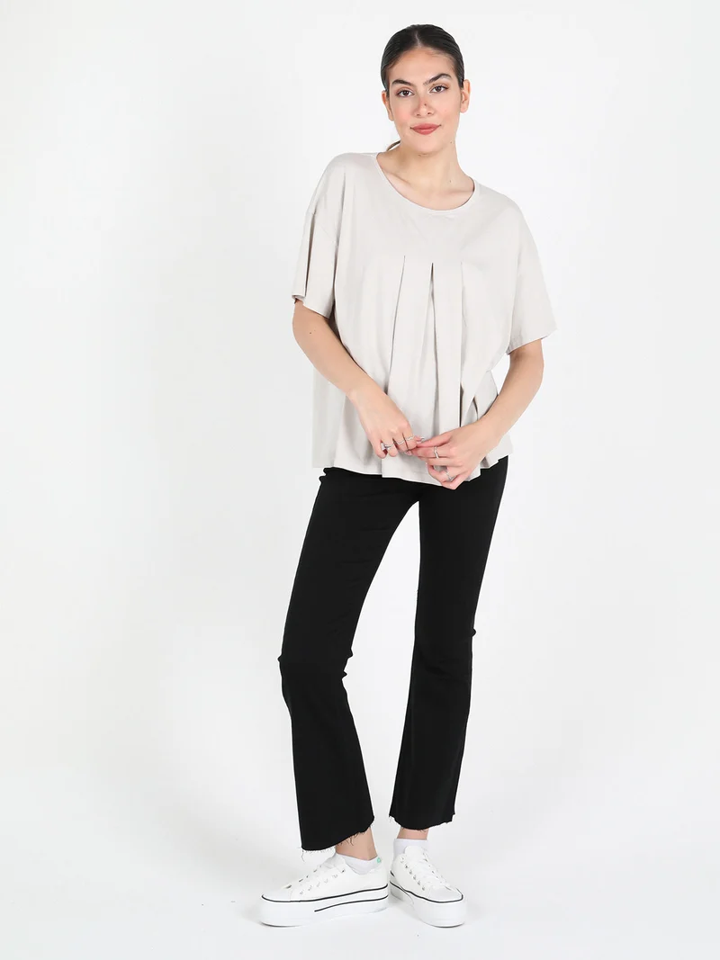 Maxi t-shirt donna oversize in cotone - beige