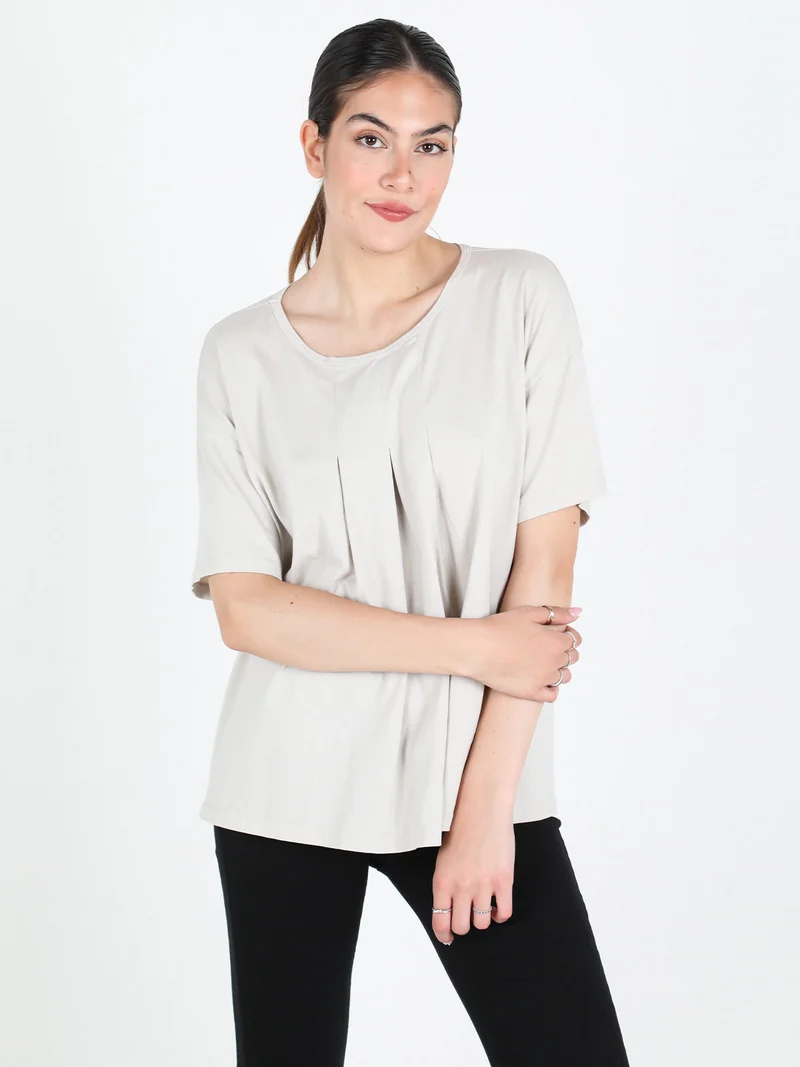 Maxi t-shirt donna oversize in cotone - beige