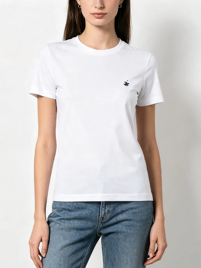 T-shirt girocollo da donna in cotone - bianco