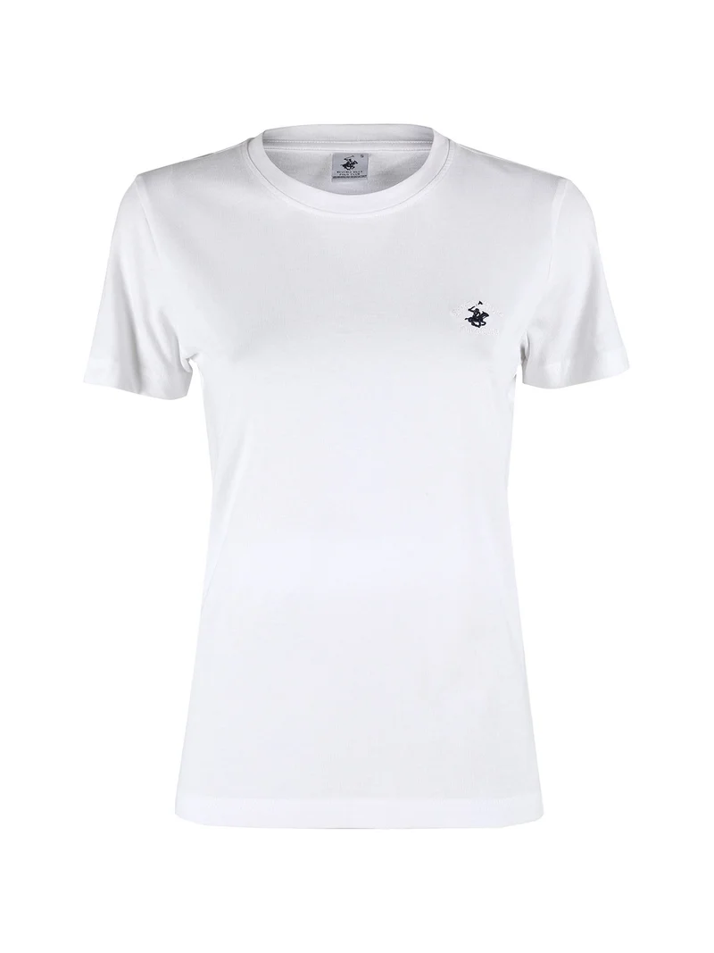 T-shirt girocollo da donna in cotone - bianco