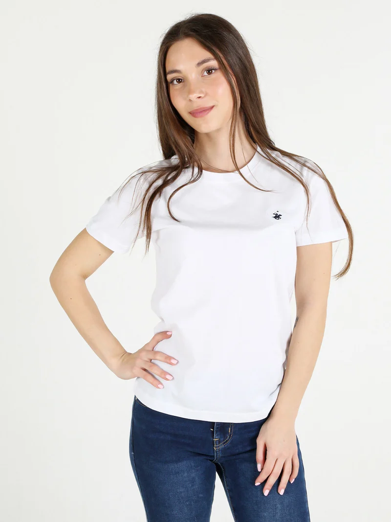 T-shirt girocollo da donna in cotone - bianco