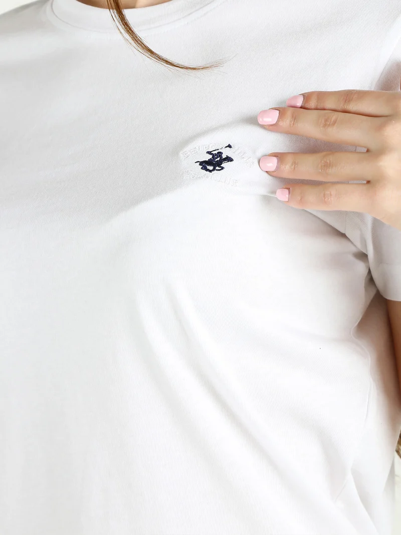T-shirt girocollo da donna in cotone - bianco