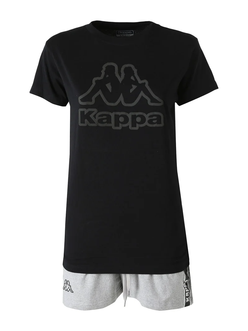 Completo corto da donna in cotone con logo - nero