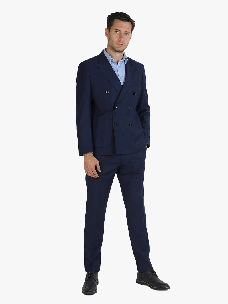 Completo elegante a doppiopetto da uomo - blu scuro