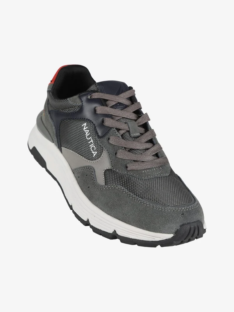 Sneakers in pelle da uomo - grigio scuro