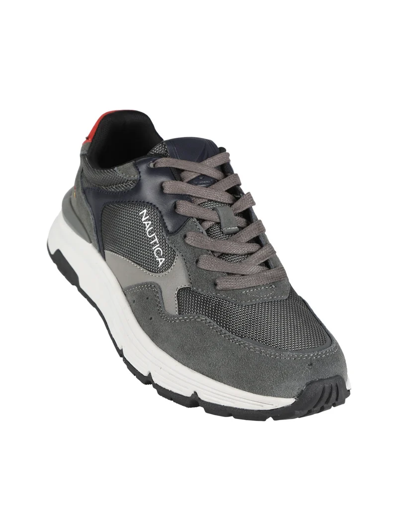 Sneakers in pelle da uomo - grigio scuro