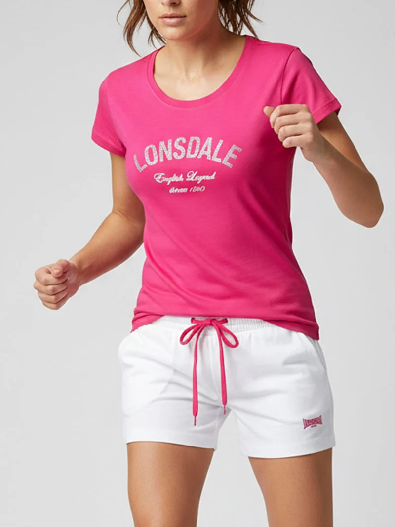 Completo corto da donna in cotone - fucsia