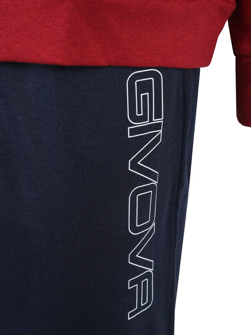 Pigiama lungo da uomo in misto cotone interlock - bordeaux