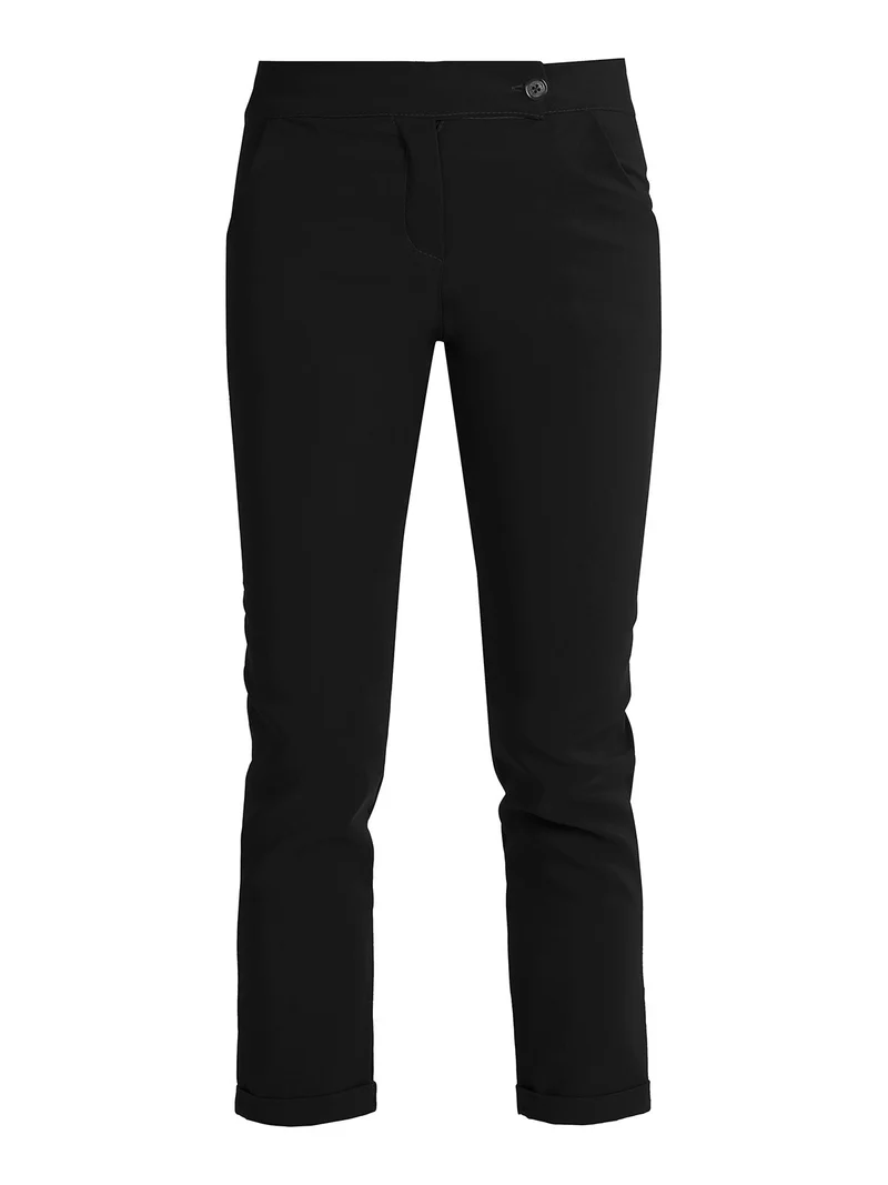 Pantaloni cropped da donna con risvolto - nero