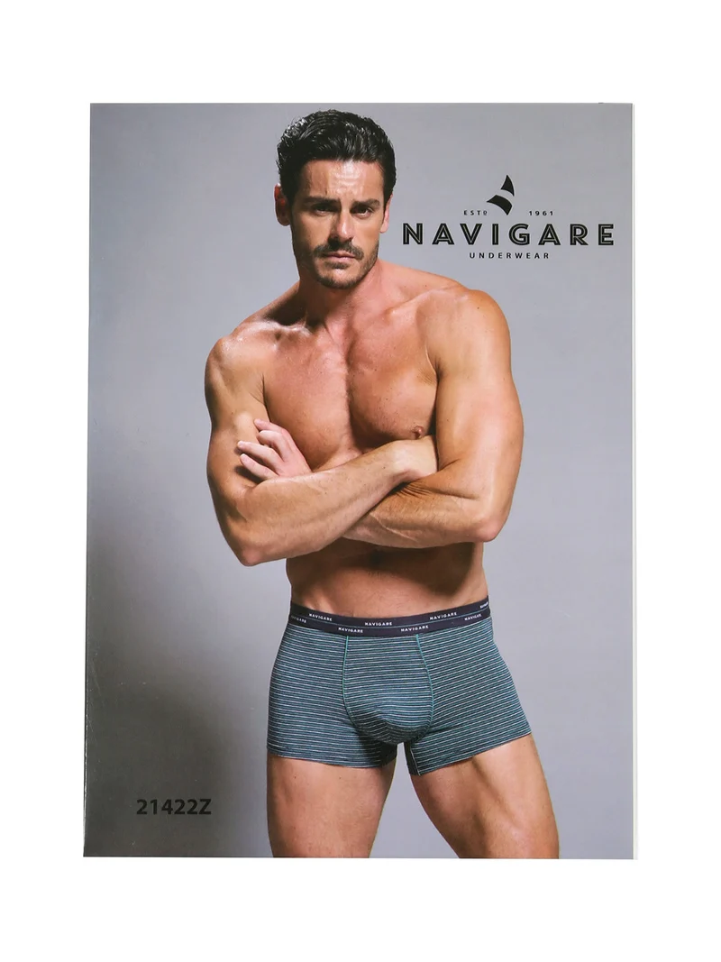 Boxer da uomo in cotone con stampa a righe sottili - blu