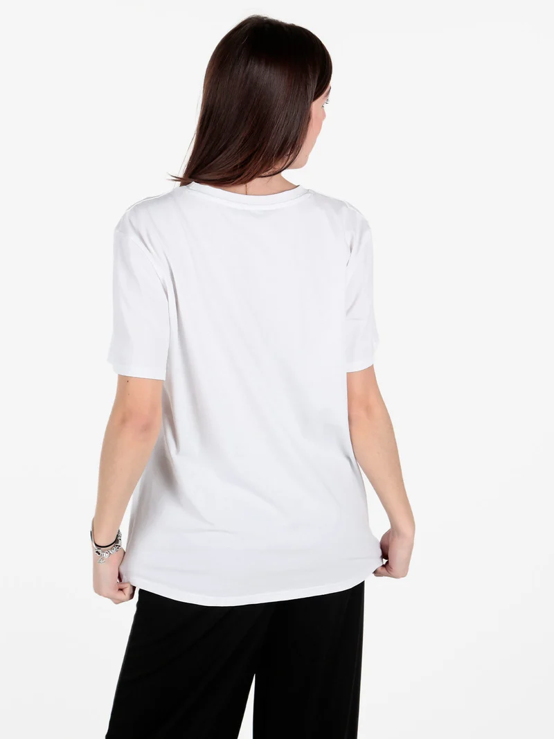 T-shirt donna oversize con stampa orsacchiotto - albicocca