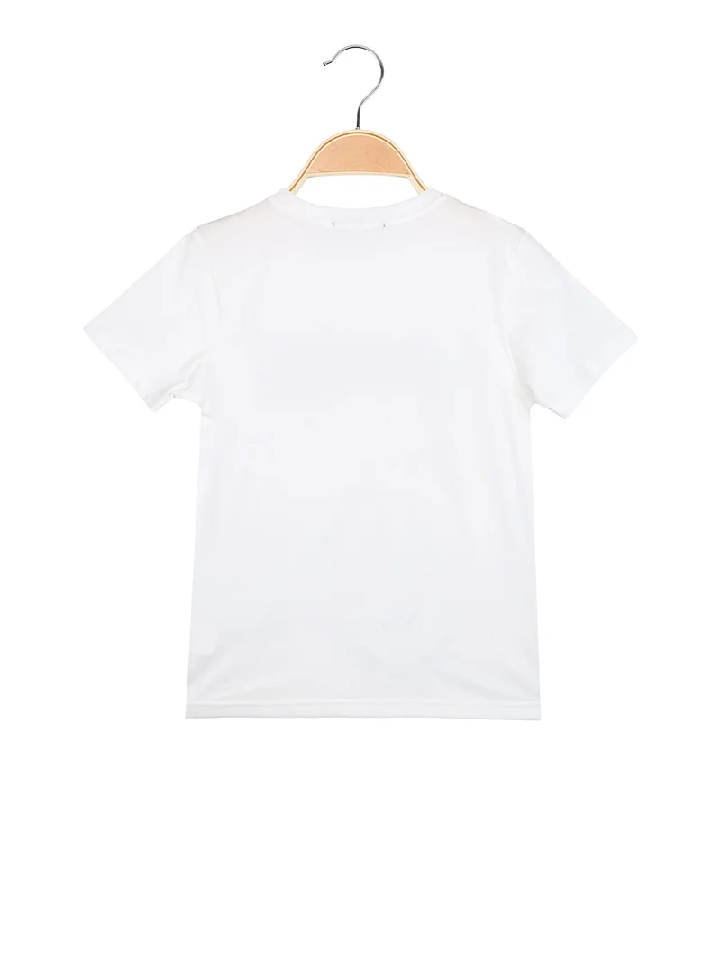 T-shirt da ragazzo in cotone con stampa disegno - bianco