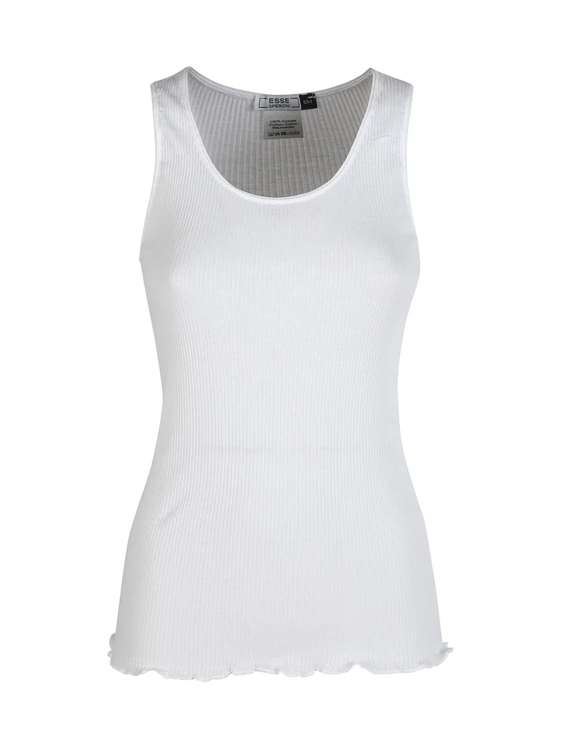 Canotta donna girocollo a costine - bianco