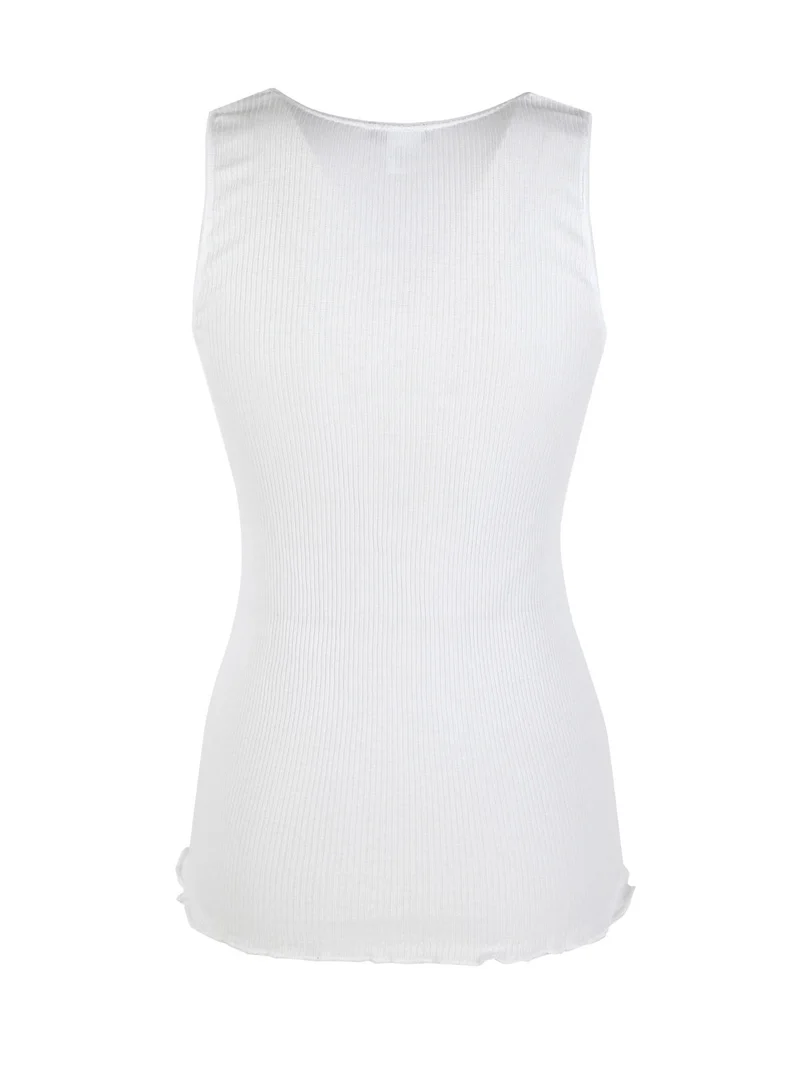 Canotta donna girocollo a costine - bianco