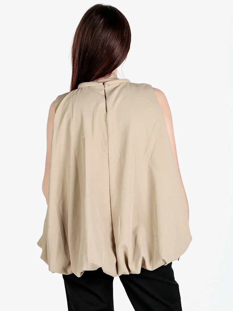 Top donna senza maniche a palloncino - khaki