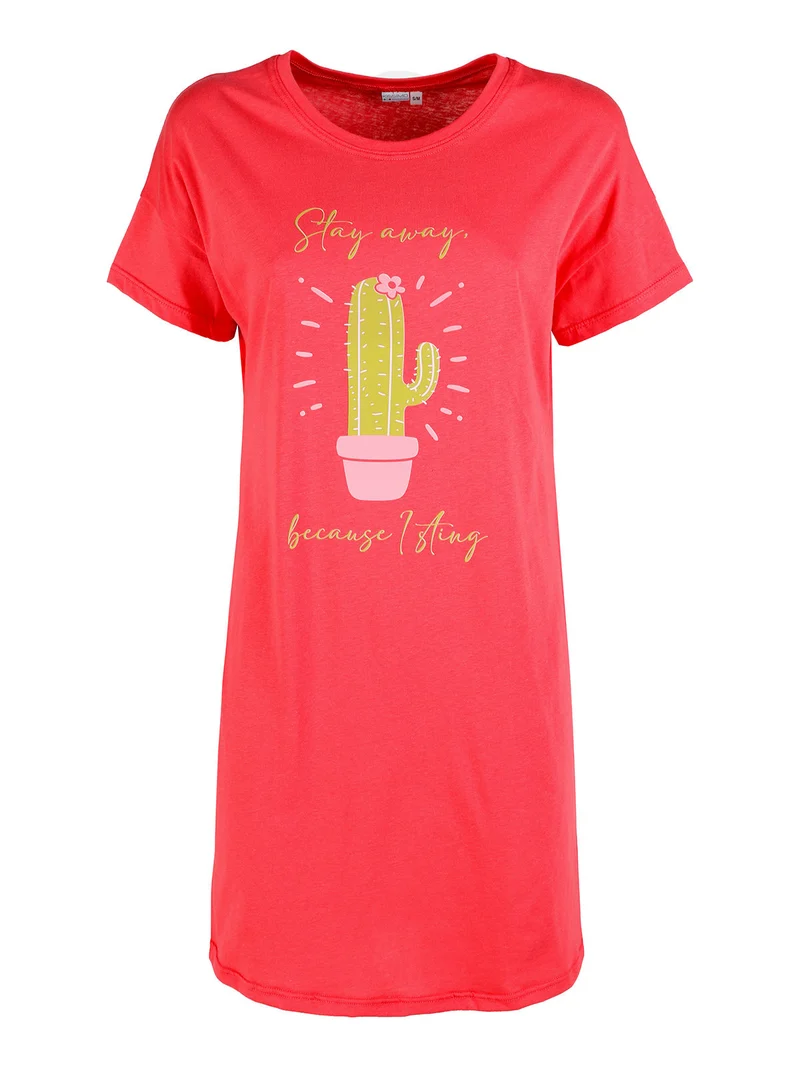 Vestito donna in cotone a maniche corte - fragola