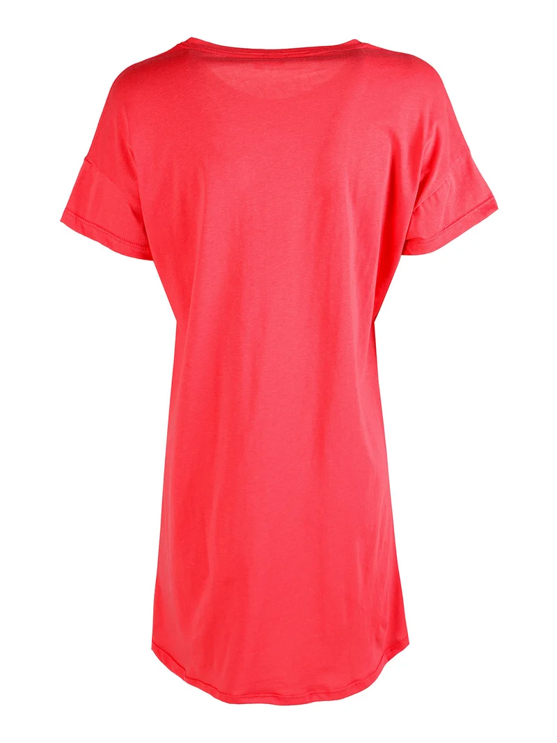 Vestito donna in cotone a maniche corte - fragola