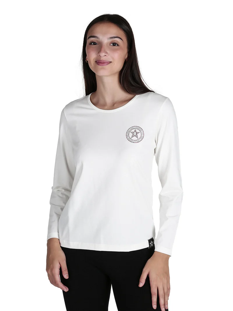T-shirt donna sportiva a maniche lunghe - bianco