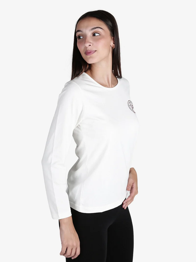 T-shirt donna sportiva a maniche lunghe - bianco