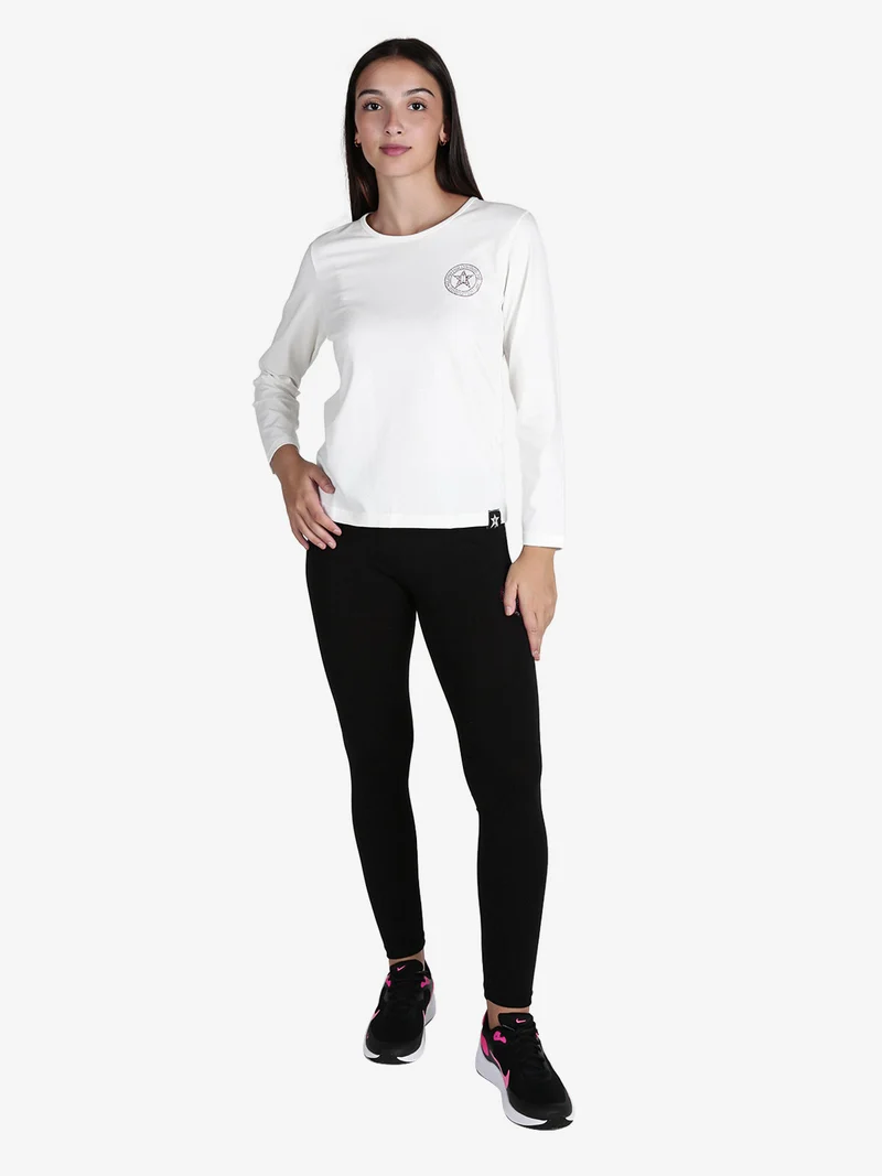 T-shirt donna sportiva a maniche lunghe - bianco