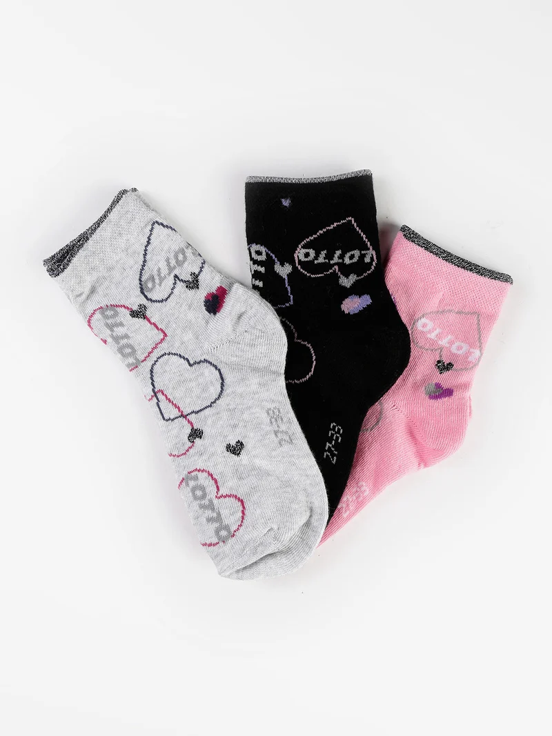 Calze midi da bambina con lurex Confezione 3 paia - nero