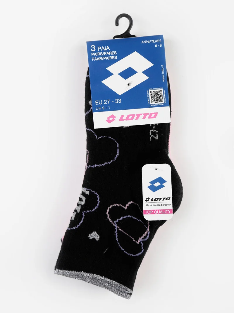 Calze midi da bambina con lurex Confezione 3 paia - nero