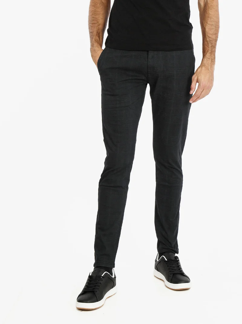 Pantaloni casual da uomo in cotone - blu scuro