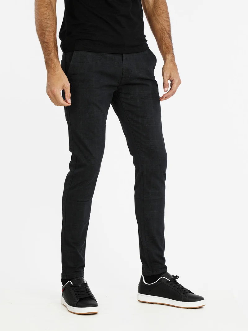 Pantaloni casual da uomo in cotone - blu scuro