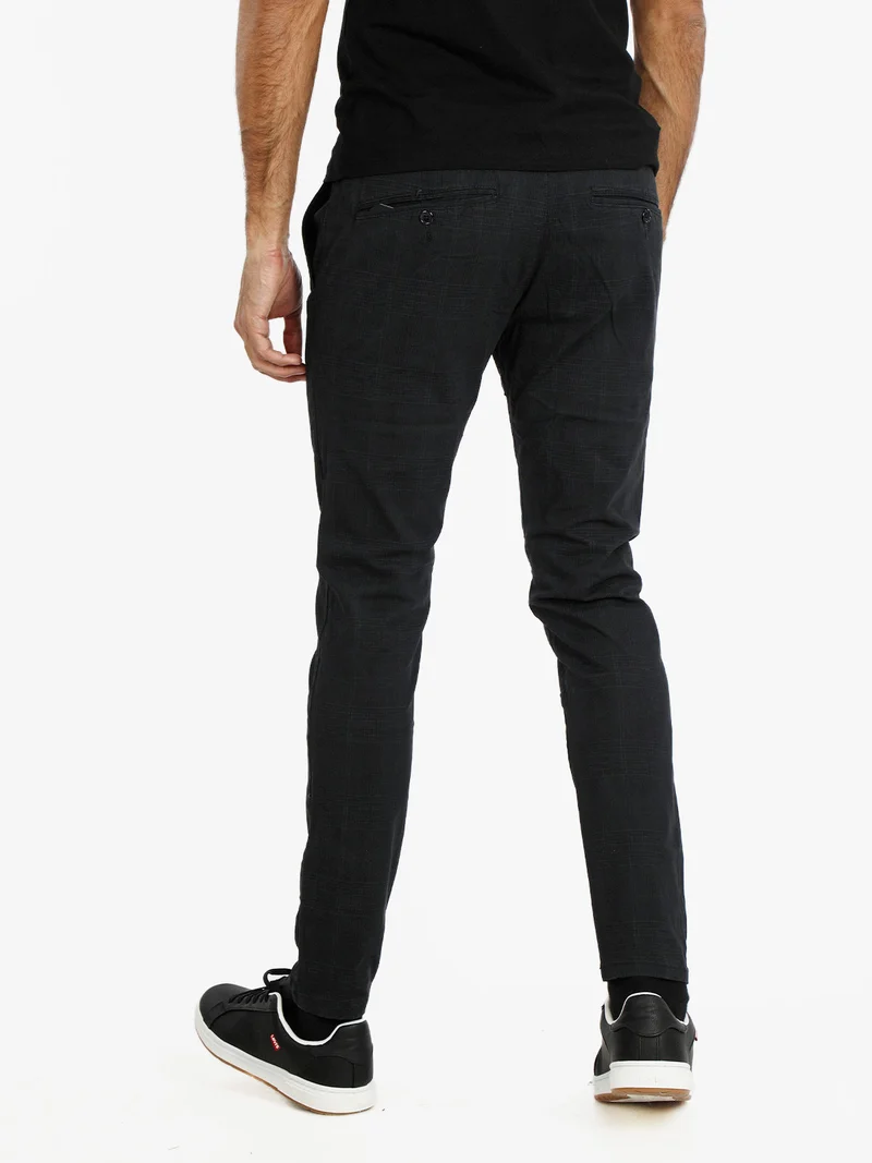 Pantaloni casual da uomo in cotone - blu scuro