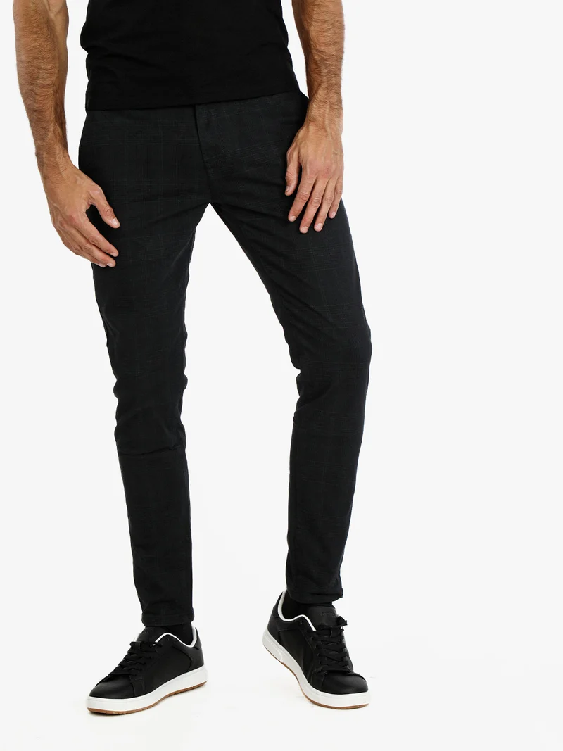 Pantaloni casual da uomo in cotone - blu scuro