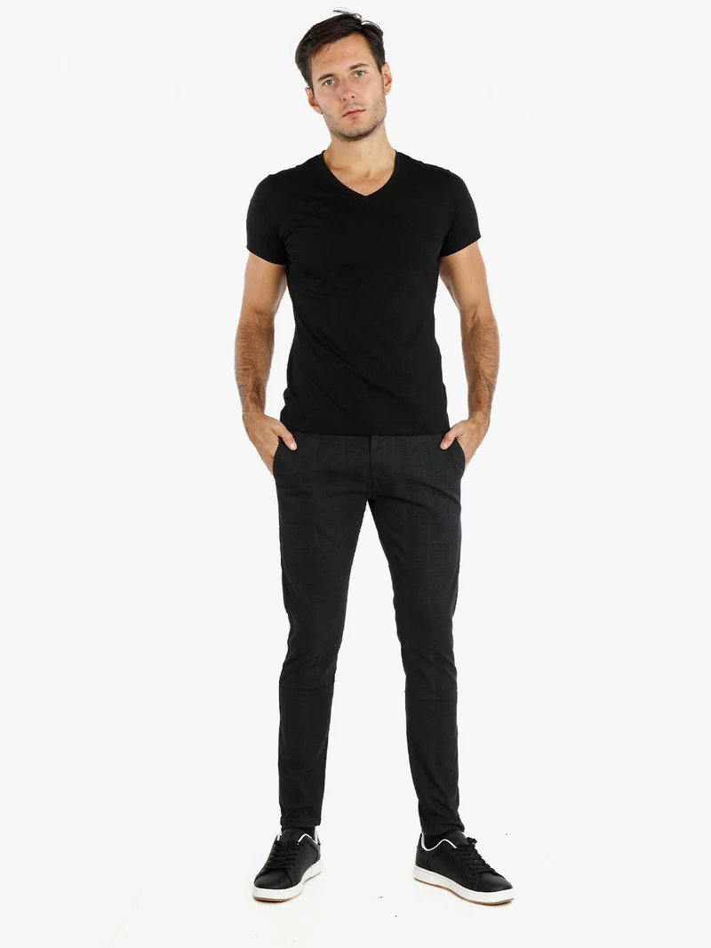 Pantaloni casual da uomo in cotone - blu scuro