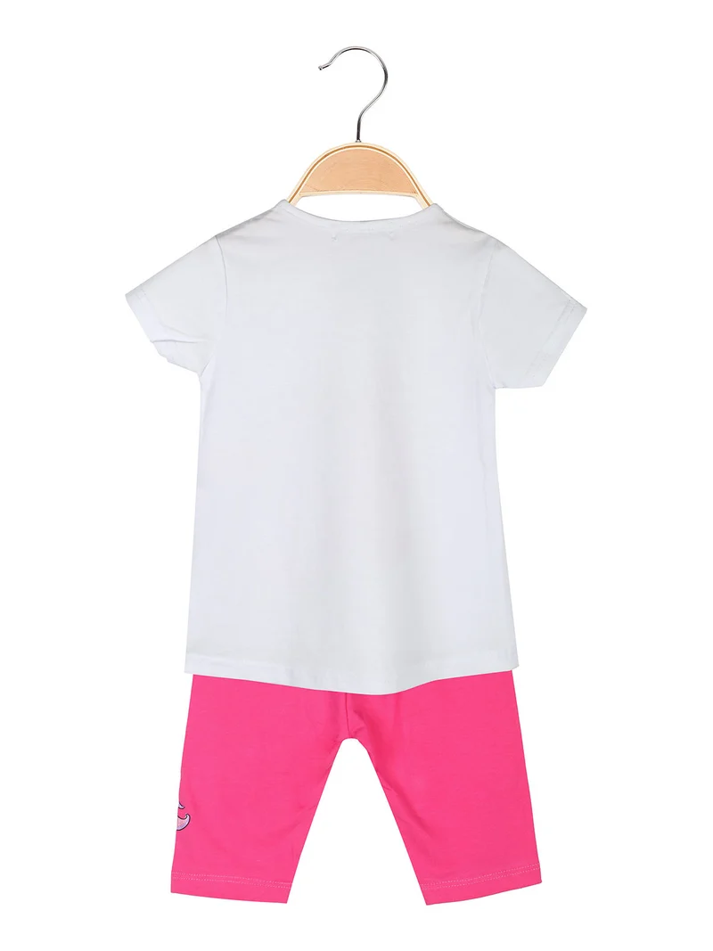 Completo corto da neonata con t-shirt e leggings unicorno - fucsia