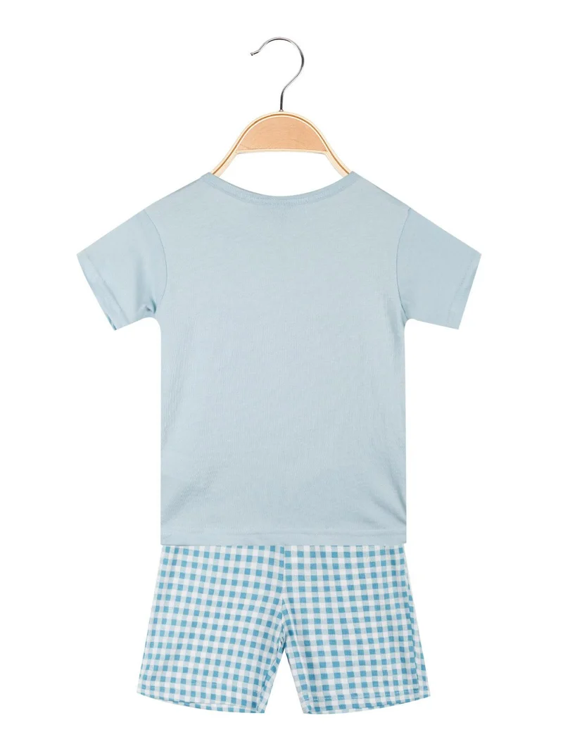 Pigiama corto neonato in cotone - azzurro