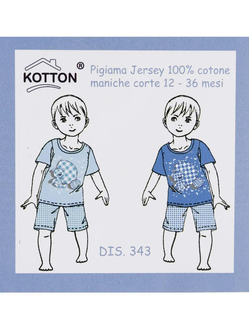 Pigiama corto neonato in cotone - azzurro