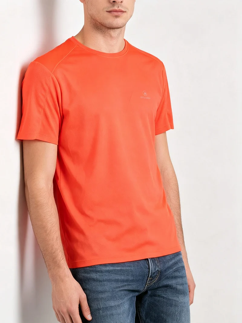 T-shirt sportiva da uomo in mesh traspirante - arancione
