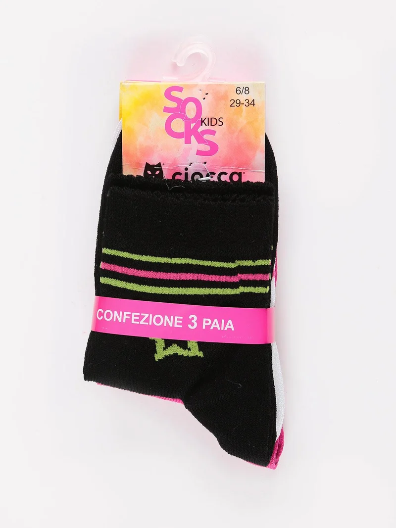 Calze corte da bambina in cotone - fucsia