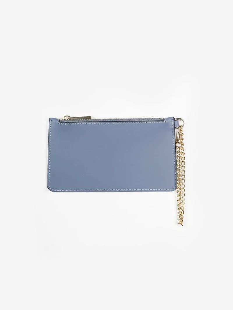Bustina portamonete donna con catena - azzurro