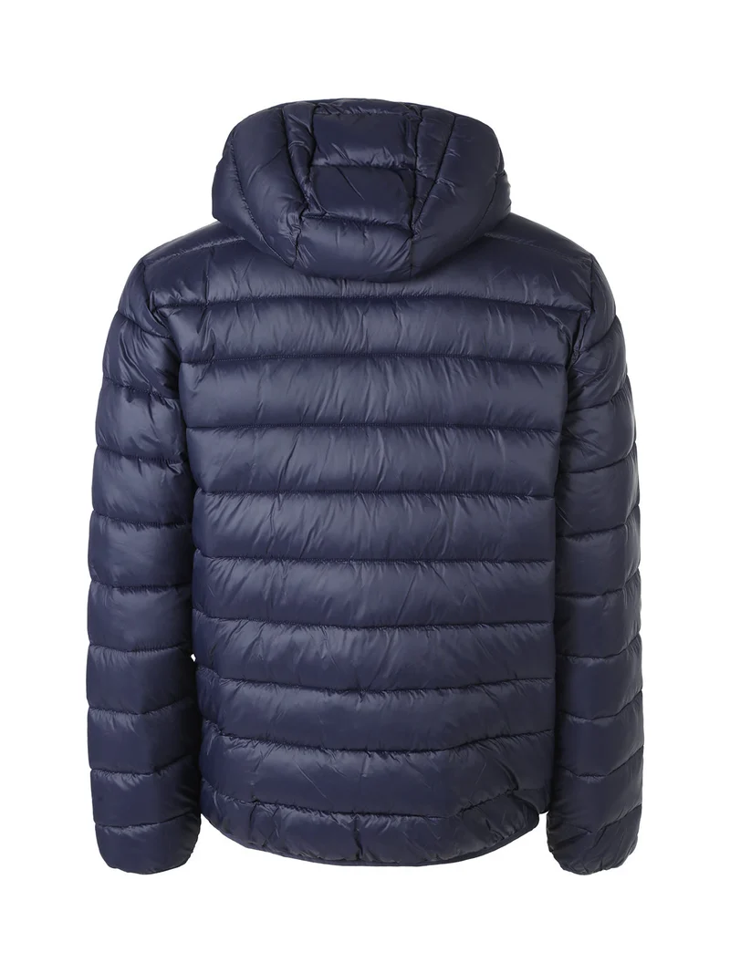 Giubbotto da uomo imbottito con cappuccio e zip - blu scuro