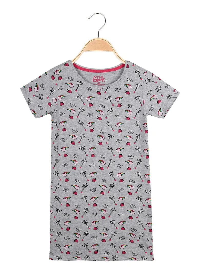 T-shirt lunga con disegni - grigio