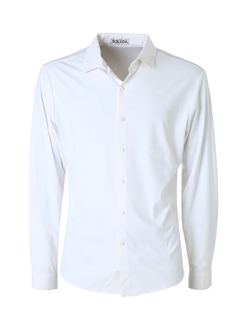 Camicia da uomo a maniche lunghe in tessuto elasticizzato - bianco